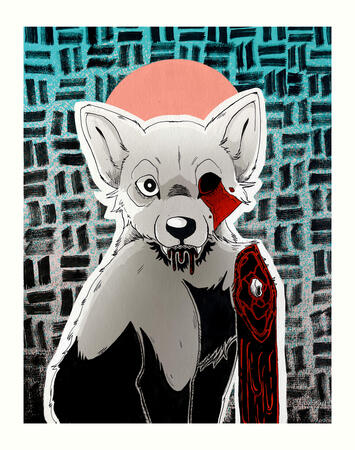 Drawn with ink and paper and colored digitally