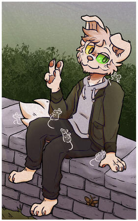 Original Character Art. Who wouldn't wanna sit on a wall and hang out with ghost mice?
